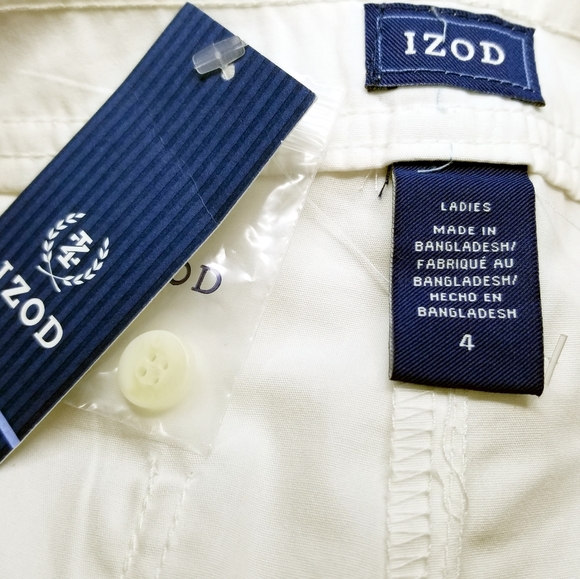Izod White 11" Belted Bermuda Shorts sz4 NWT - Picture 8 of 9